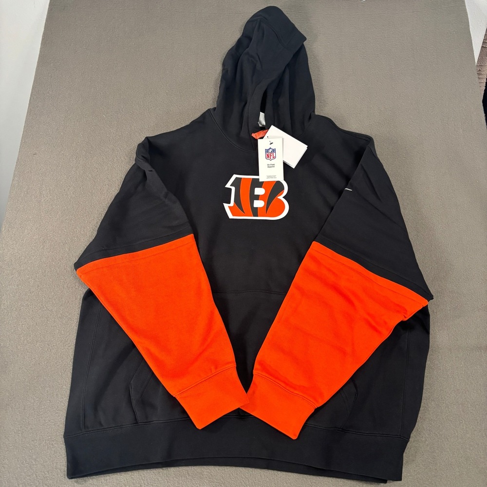 Nike NFL Cincinnati Bengals Hoodie Mens Size XXL Black Orange 02F2-51K-9A-87G